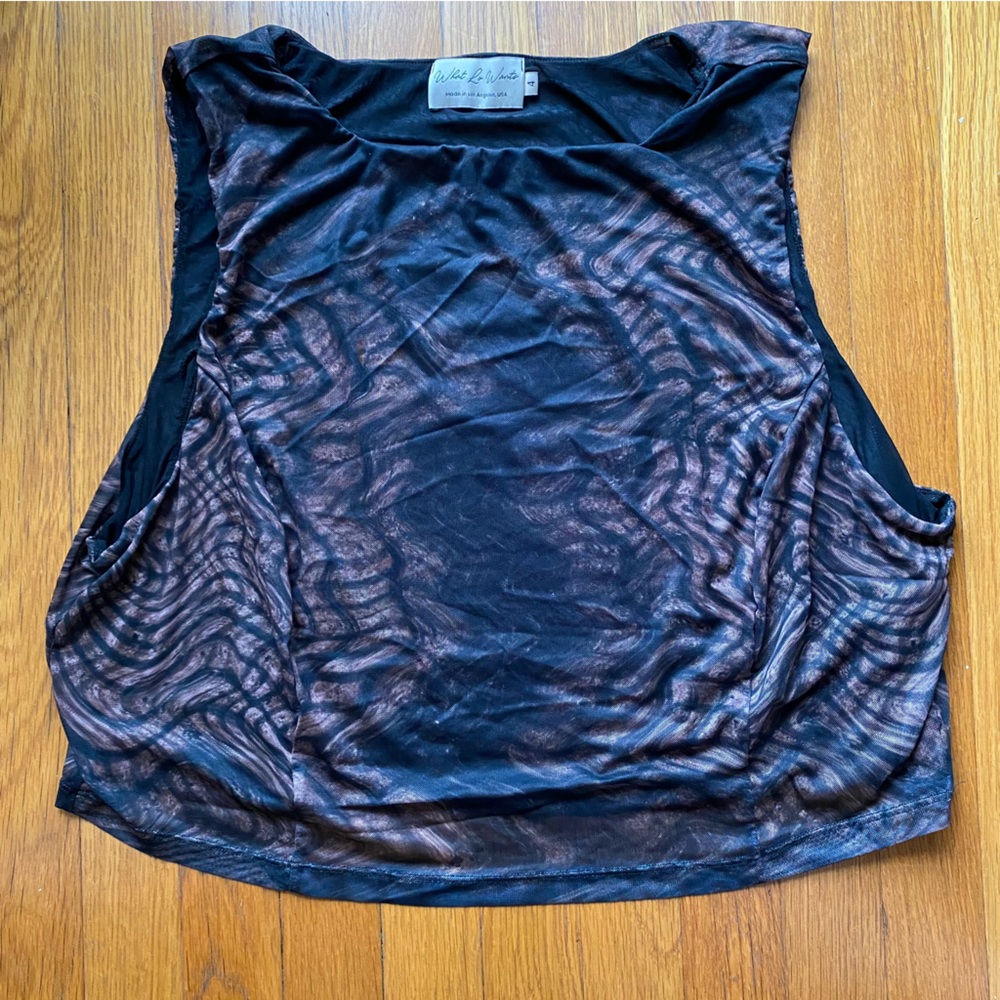 What Lo Wants Becca Mesh Top Distorted Plaid 4X